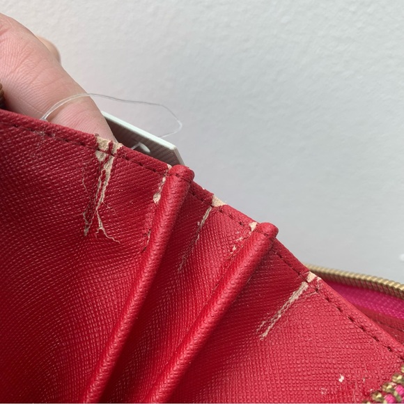 Fossil Emma Google Eye Clutch Leather Hot Pink Zip Wristlet Bag Wallet - Picture 8 of 8